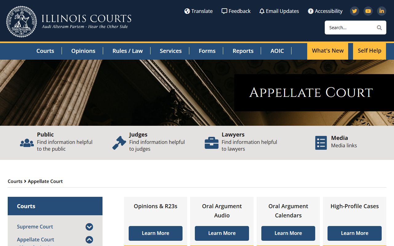 Illinois Appellate Court overview describing the five districts that hear St. Clair County Circuit Court appeals