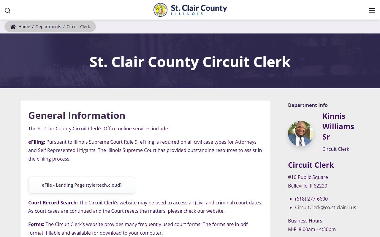 St. Clair County Circuit Clerk copy-fee chart starting at $2.00 for one page