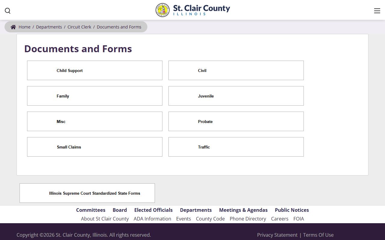 St. Clair County Circuit Clerk forms library grouped by case type