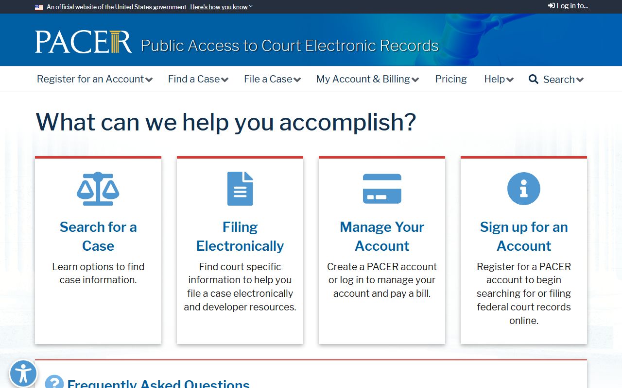PACER federal case access portal used for Southern District of Illinois lookups