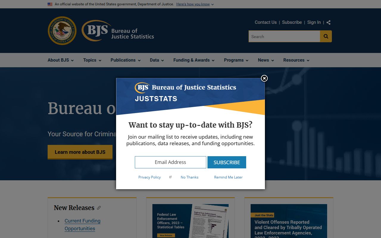 St. Clair County jail population context from Bureau of Justice Statistics home page