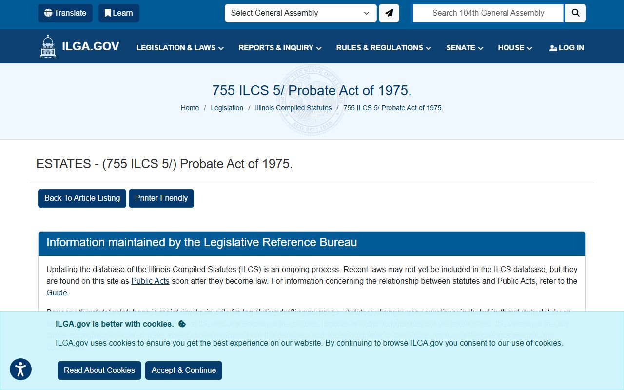 Illinois Probate Act 755 ILCS 5/25-1 small estate affidavit for St. Clair County probate records
