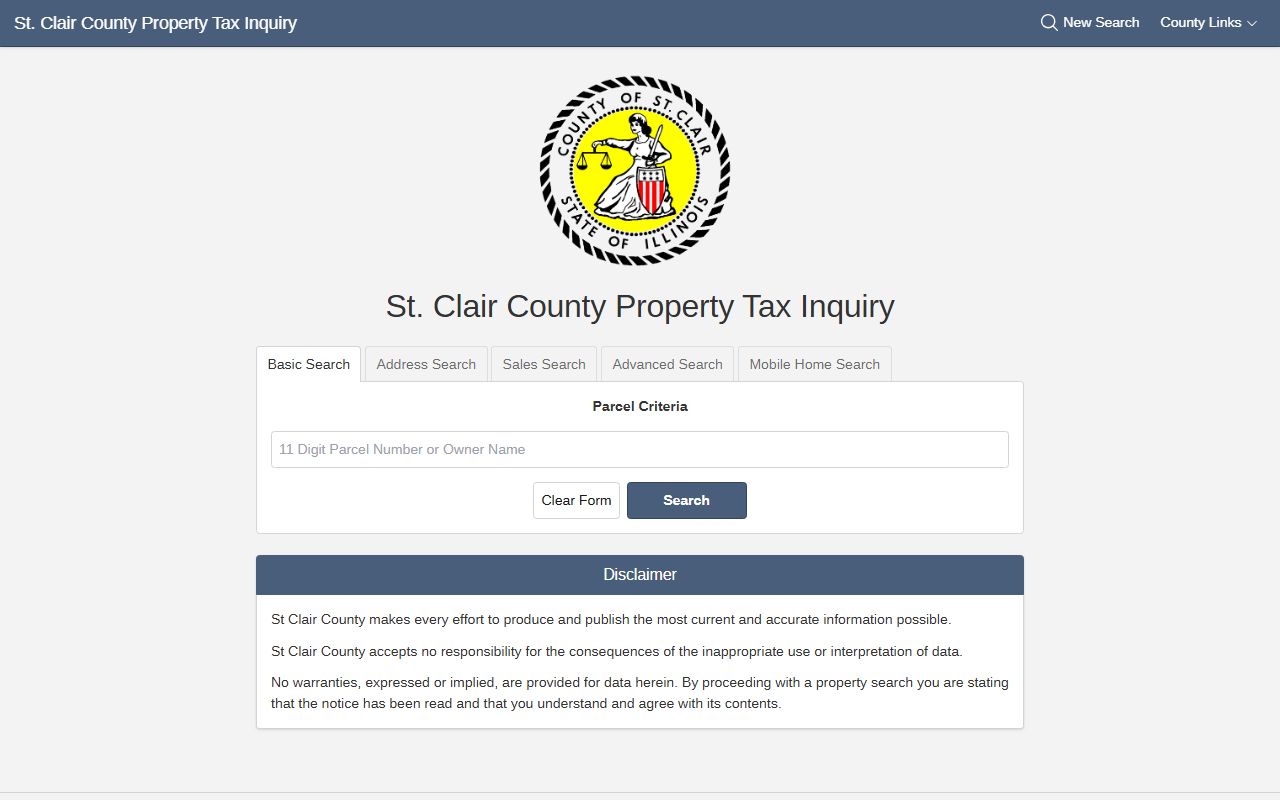 St. Clair County Clerk tax redemption parcel search portal at stclairil.devnetwedge.com