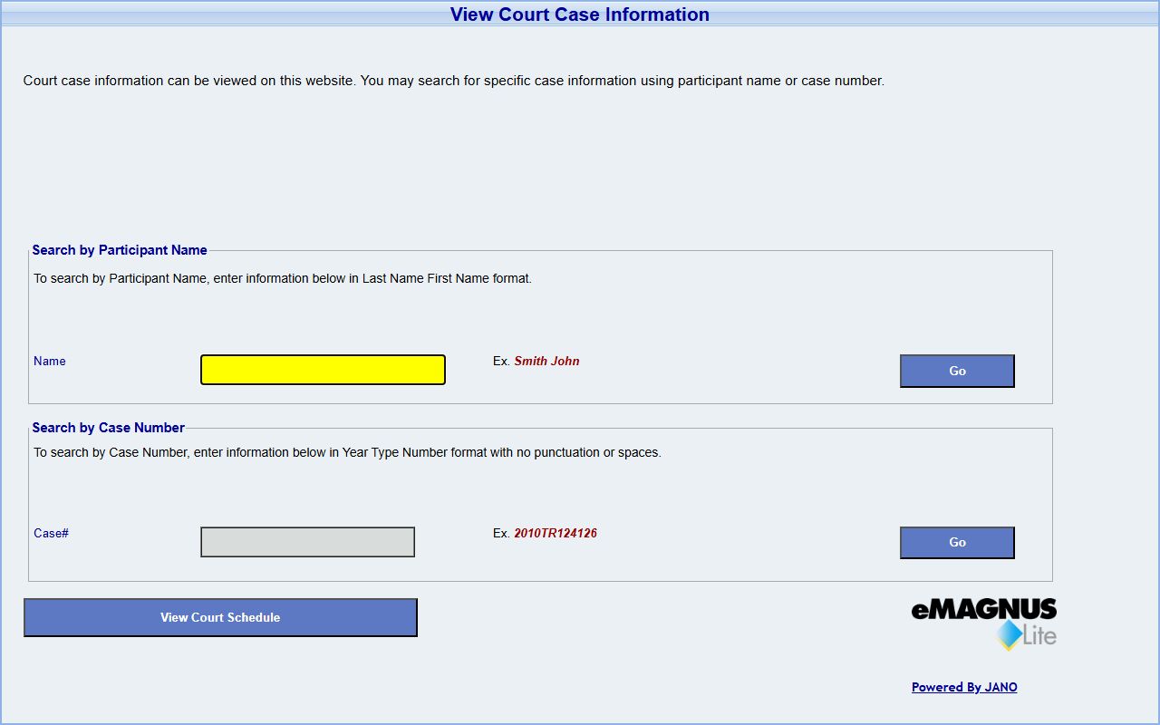 St. Clair County court docket search showing daily docket controls
